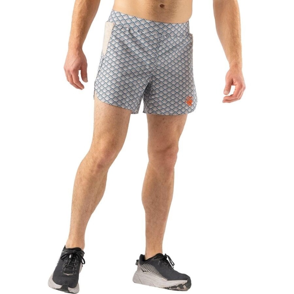 Rabbit Running Shorts Men Medium Blue Tan Geometric FKT 5" Gym Athletic Workout